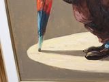a painting of a bird that is sitting on a table
