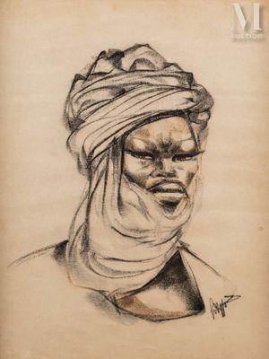 un vieux dessin représentant une femme coiffée d'un turban