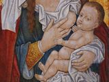 a painting of a woman holding a baby in her arms