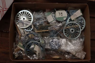 a box of assorted items sitting on a table