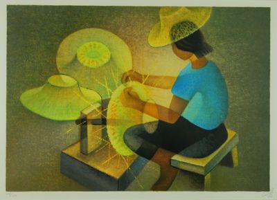Louis TOFFOLI (1907-1999). Les chapeaux de paille. Lithograp…