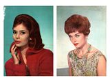 two pictures of a woman with red hair and a woman with blue eyes