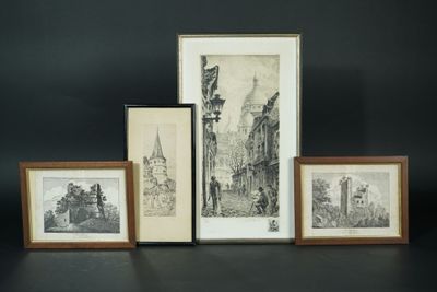 Réunion de 4 estampes divers