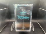 a clear display case with a sign on it