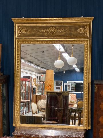 Miroir Empire cadre en bois doré à la feuille d'or à décor de rin