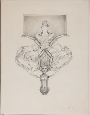 une image représentant un dessin d'un vase orné de fleurs
