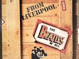 an image of a wooden box with a picture of the beatles on it