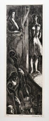 dessin en noir et blanc représentant un homme et une femme dans une pièce