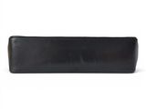 a black leather pencil case on a white background