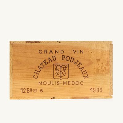 a wooden box that has a label on it