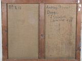 an image of a painting of a brown frame with writing on it
