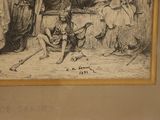 drawing of a group of people playing instruments in a room