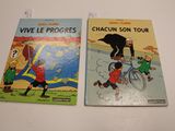 two children ' s books are sitting on a white table