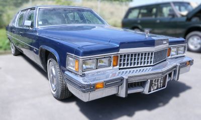 une voiture bleue garée dans un parking à côté d'autres voitures