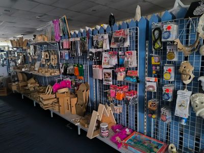 many items on the shelves in the store
