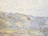 a painting of a man riding a horse in a field