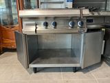 a stainless steel grill with two burners on it