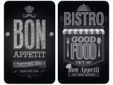 deux panneaux de menu en noir et blanc sur lesquels figurent différents types de plats