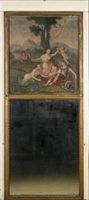 Trumeau de boiserie en bois laqué figurant la rencontre de R…