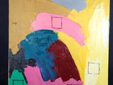 peinture représentant une œuvre abstraite aux couleurs vives sur fond noir