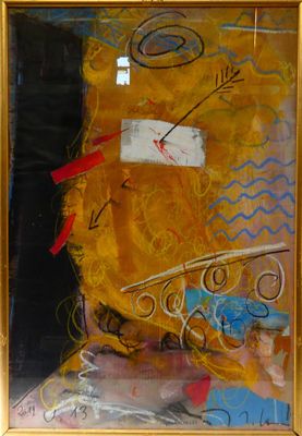 a picture of a painting with a clock on it