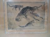une photo d'un guépard dans un cadre en verre