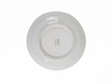 a white plate with a green design on it