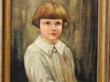 painting of a young boy in a white shirt and brown hair