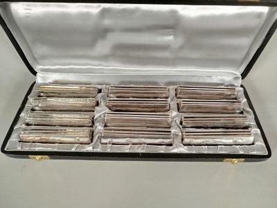 beaucoup de pièces d'argent dans un coffret posé sur une table