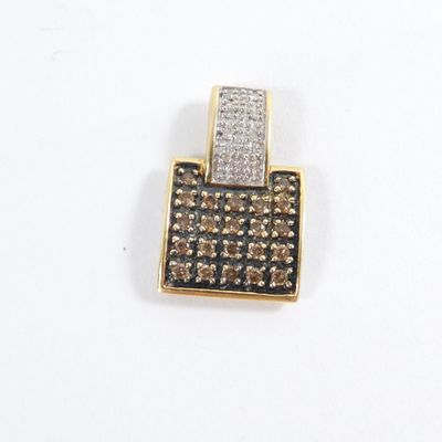 yellow gold and black diamond square pendant