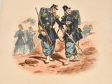 two men dressed in military uniforms standing next to each other