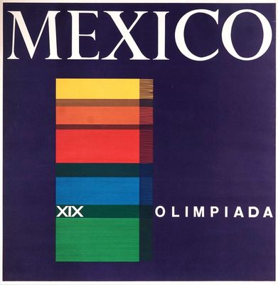 an image of a poster for mexico with a rainbow stripe on it