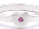 bague en argent sterling en forme de cœur, sertie d'une topaze rose