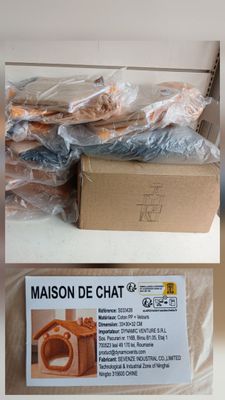 several pictures of a box of assorted items sitting on top of a table