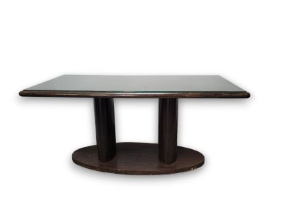 an image of a square dining table with a glass top
