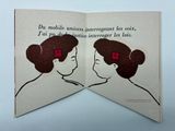 an open book with a picture of two women with red hair
