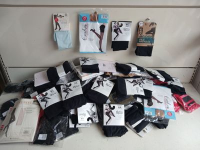 a pile of socks and other items on a counter