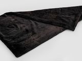 the black blanket is laying on a white surface next to a pair of scissors