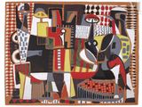 l'image d'un tableau représentant un homme et une femme jouant d'un instrument de musique