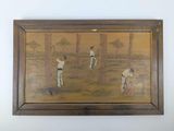 painting of a group of men playing baseball in a field