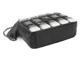 chanel black and white quilted quilted leather clutch bag