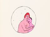 the front cover of a book with a drawing of a woman holding a baby