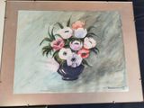 a painting of an arrangement of flowers in a vase