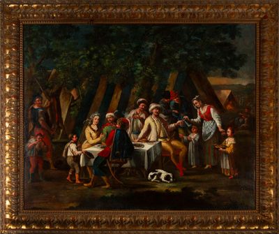une image d'un tableau représentant un groupe de personnes assises autour d'une table