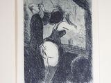 une image représentant un dessin d'un homme et d'une femme à cheval