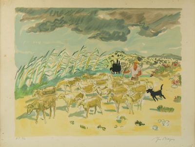 Yves BRAYER (1907-1990). Berger et son troupeau. Lithographi…