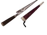 pair of two knives with a wooden handle on a white background