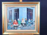 a painting of a group of people sitting at a table