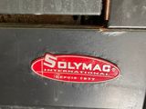 an image of a close up of a stove with a sticker on it