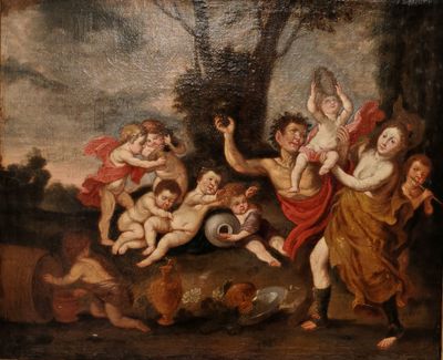 an image of a painting of a group of people in a wooded area